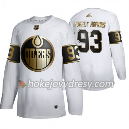 Pánské Hokejový Dres Edmonton Oilers Ryan Nugent-Hopkins 93 Adidas 2019-2020 Golden Edition Bílá Authentic